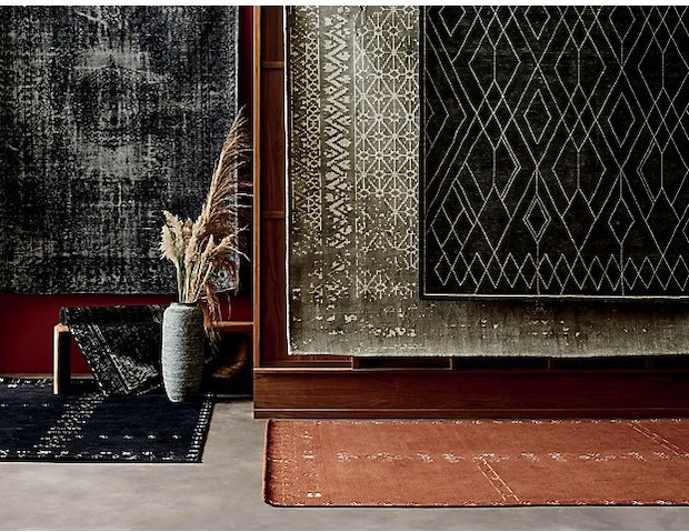 image of crate and barrel area rugs from its Modern Prairie fall collection